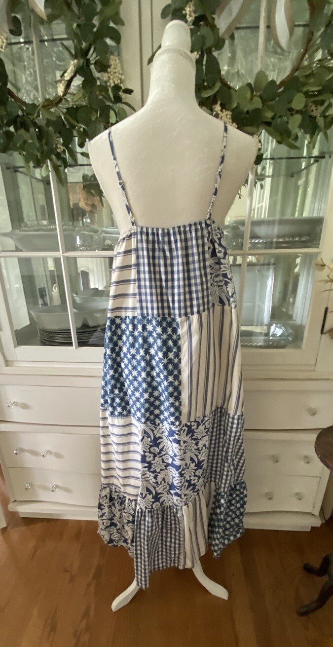 Universal Thread Blue White Patchwork Maxi Boho P… - image 6