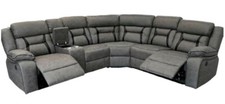 Nova Large Recliner L Shaped Corner Sofa Leather Electric Reclining Drinks Tray