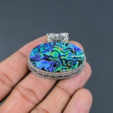 Abalone Shell Gemstone Jewelry Pendant 925 Sterling Silver Jewelry Pendant 1.97"