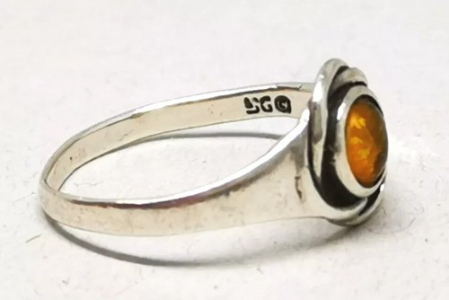 Anillo Flor Plata Esterlina 925 Ópalo de Fuego Mexicano Vintage Talla O Sello SG - Imagen 8 de 15