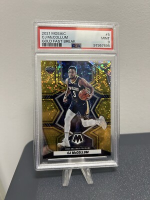 2021 PANINI MOSAIC 5 CJ McCOLLUM GOLD FAST BREAK /10 PSA 9 Mint Pop 1