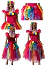  Women's Adult Fairy Dress Costume Velvet Rainbow Fuchsia Plus Free Headpiece