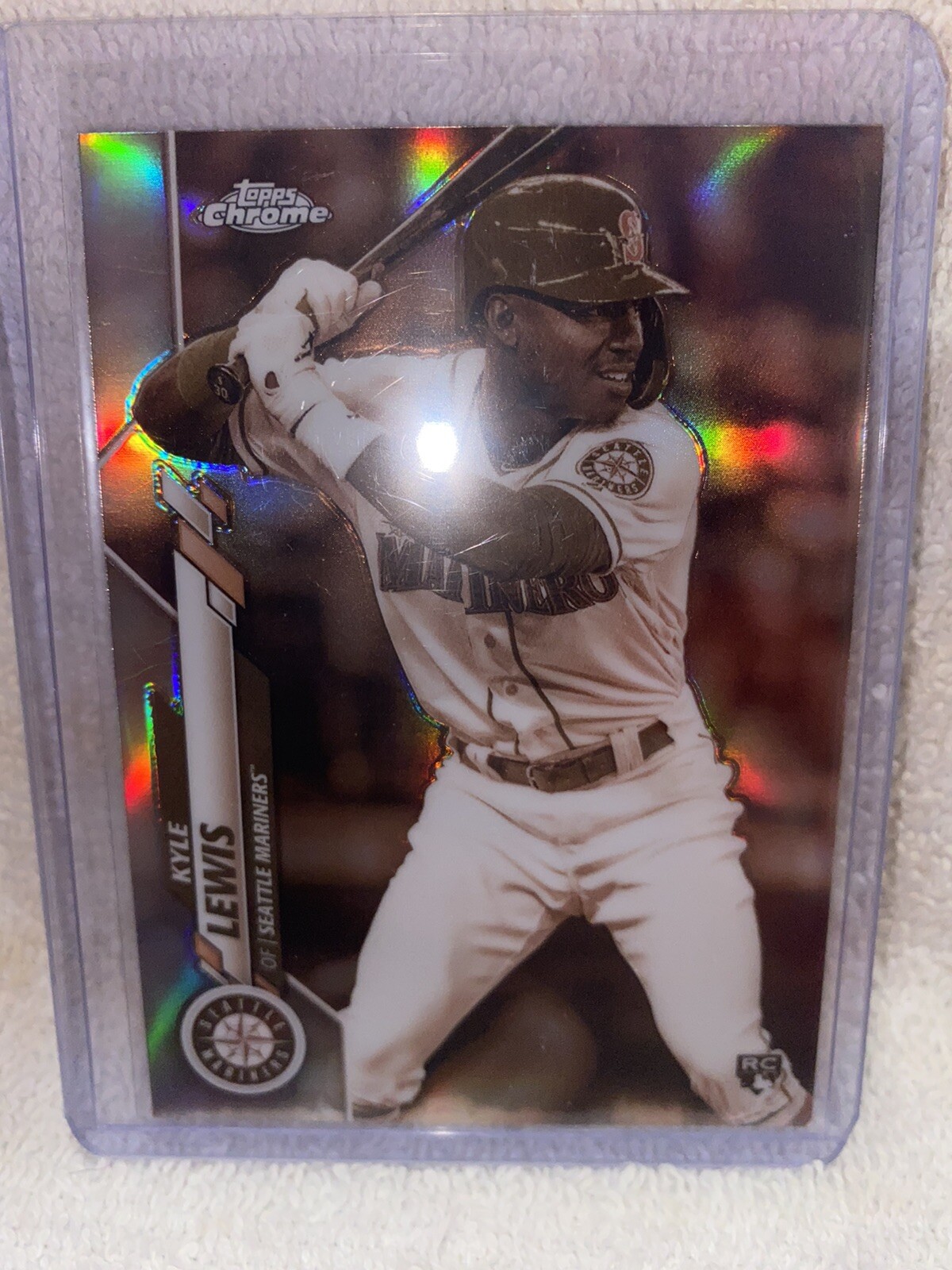 2020 topps chrome Kyle Lewis 186 Sepia Refractor Rookie Card RC Mariners ROY