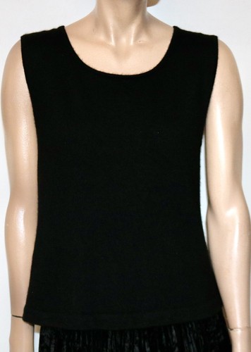 OSCAR DE LA RENTA PRE FALL 2012 black cashmere silk tank sweater top L