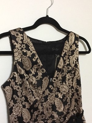 jessica simpson holiday dresses A-Line Dress in Golden Thread Lace Size 4 SN:SRT2068-1