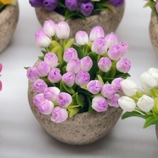 10 pieces Miniature Flower White-purple Tulip, Miniature Garden Dollhouse 1:12