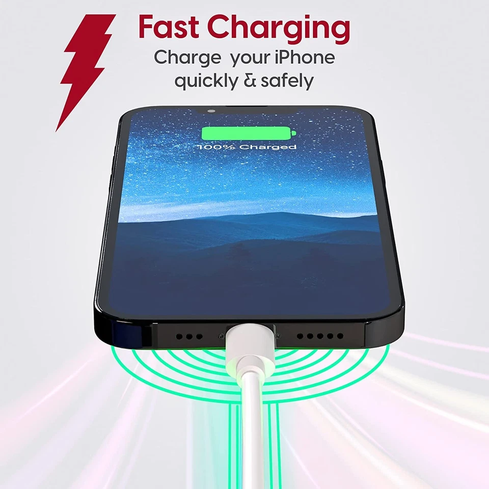 Fast USB Cable Charger cord Charging For Apple iPhone 7 8 X 11 12 13 14 Pro ipad - image 4 of 4