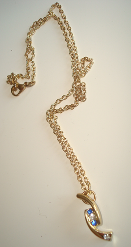 Collier Chaîne Avec Pendentif Pierre Fantaisie - Style Art Déco Vintage - Matière Corail ? - Occasion