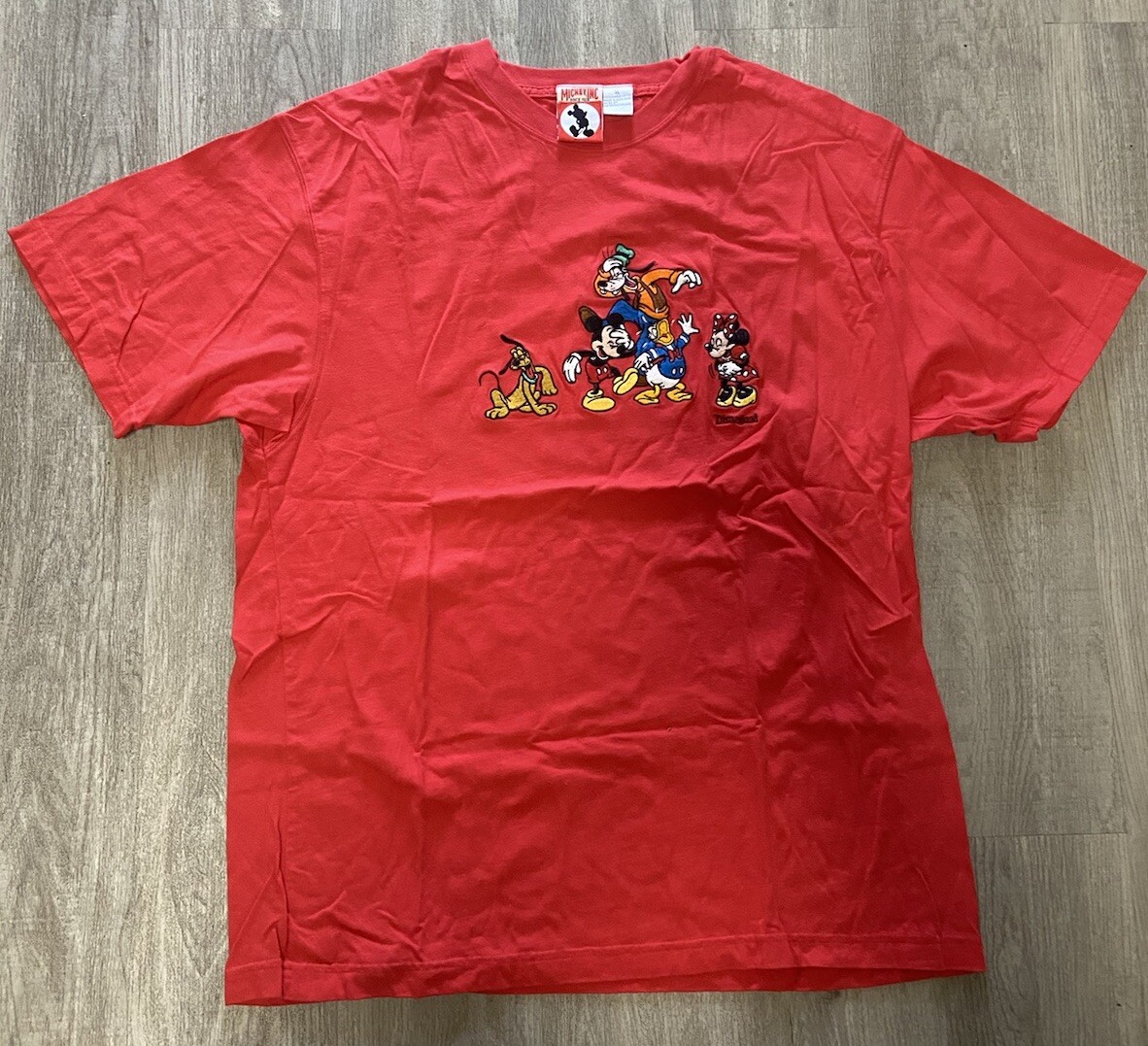 Vintage Disney Mickey Inc Shirt Large Red Embroidered Character