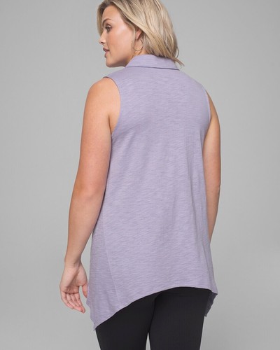 $55 SOMA Sleeveless V Neck Tunic Slub Knit Asymmetrical Size M Heirloom Lilac - Picture 4 of 6