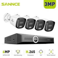 SANNCE 8CH 6MP NVR 3MP Audio POE Security Camera System Outdoor IP Network CCTV