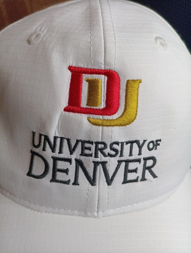 Vintage Capamerica DU University of Denver Adjustable White Cap Hat vtg Unisex - Picture 2 of 16