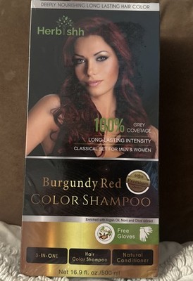 HERBISHH HAIR DYE COLOR SHAMPOO Burgundy Red. New Sealed Box. ￼