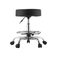 Uimoso Adjustable Rolling Stool with Wheels and Footrest,500 lbs Capacity, Black