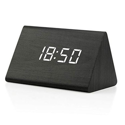 Wooden Wood Clock, New Version LED Alarm Digital Desk Clock Adjustable