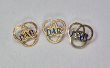(3) DAR Daughters of the American Revolution Initial Letter Logo Pins Garnay