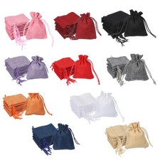 2.7x3.5 Inch Burlap Bags with Drawstring, 50 Pcs Linen Gift Bags, Multicolored