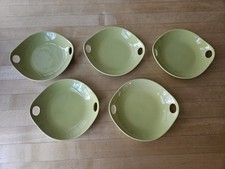 Crate & Barrel Set 5 Asian Noodle Bowls Kai Citrus Green Ceramic Appetizer Plate