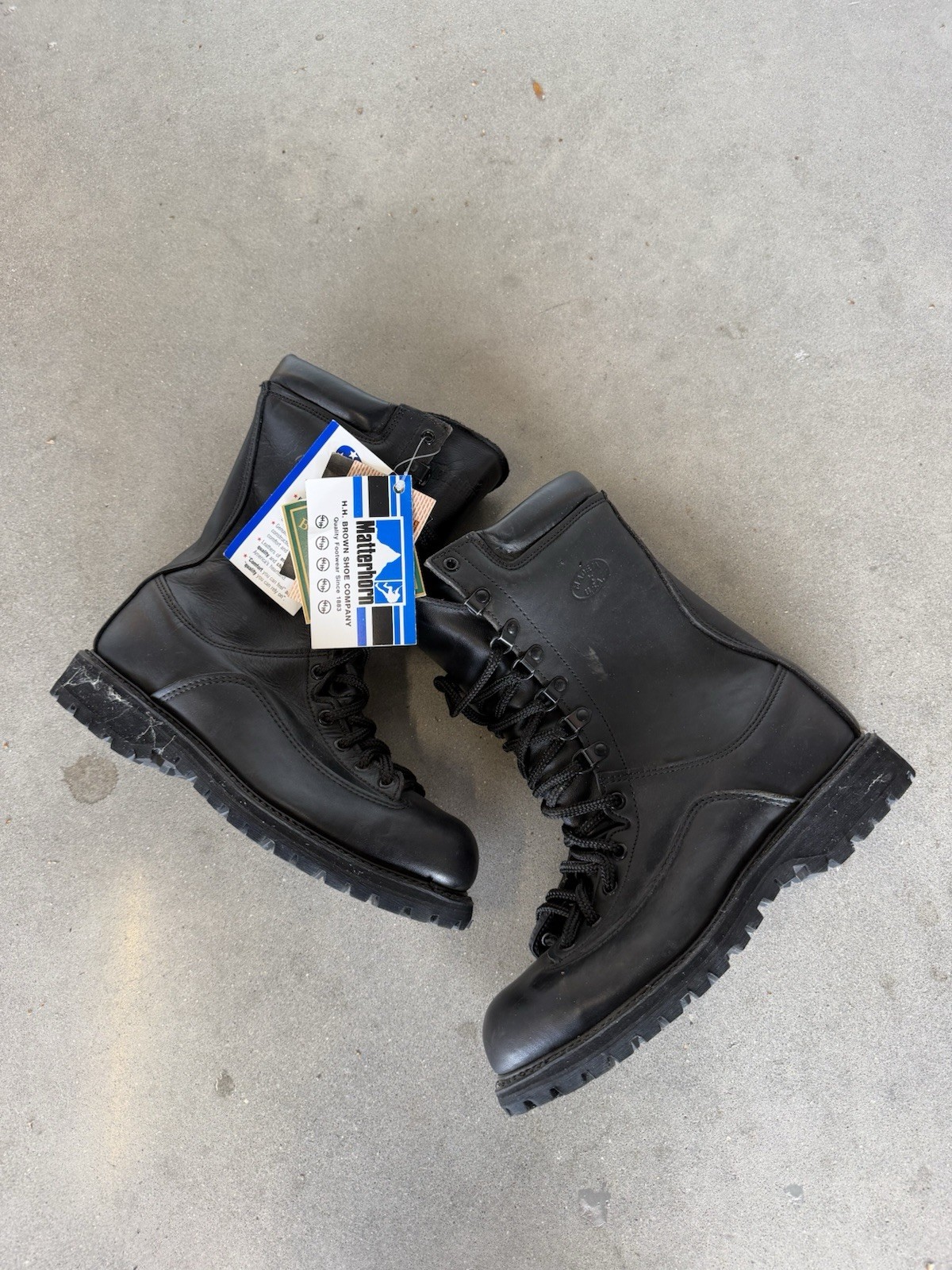 NWT Matterhorn Boots Vintage Size 9.5 M Vibram Gore Tex 3M Black Leather