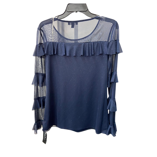Prelude Navy Ruffle Blouse Medium - Women's Top - Picture 2 of 2