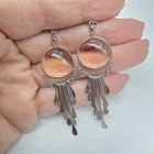 Light Purple Glass Silver Tone Metal Dangle Pierced Earrings Vintage