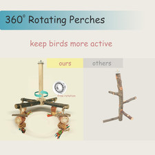 Bird Perch 360 Rotating Perch Natural Chew Toys Spinning Bird Toys Cage Budgies