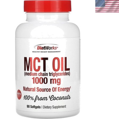 MCT Oil Softgels - Natural Energy & Cognitive Booster - 90 Easy to Use Capsules