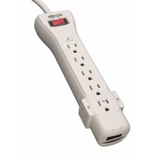 Tripp Lite Super6tel Power Strip, Surge, 7 5-15R, 5-15P, 6 Ft., Light Gray