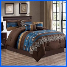7 Piece Southwestern Queen Comforter Set Multicolor Navajo Bedding Elegance