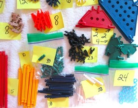 K'NEX MIX LOT OVER 290 PIECES WITH YELLOW HARD KNEX CARRYING CASE EXCELLENT