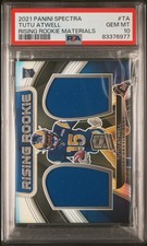 2021 PANINI SPECTRA RISING RC MATERIALS #TA TUTU ATWELL 86/99 PSA 10