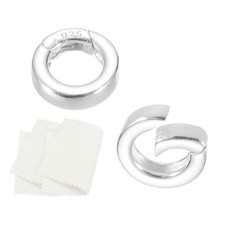 10mm 925 Sterling Silver Spring Gate Rings 2Pcs Plat Round Clasps Silver Tone