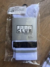 PRO CLUB Stripe Crew Sock/ Small/ White/Black/Gray