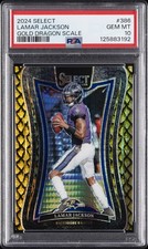 2024 PANINI SELECT GOLD DRAGON SCALE #386 LAMAR JACKSON 6/10 PSA 10