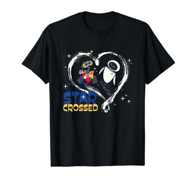 Disney And Pixar Wall-E And Eve Star Cross Heart T-Shirt_