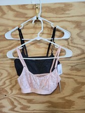 Lot 2 AUDEN Size Small Womens Peach Lace Unlined Wireless Pull On Bralette Bra