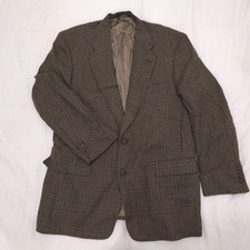 VTG Burberrys Blazer Mens 42R Brown Plaid Tweed Sport Coat Lord Taylor USA