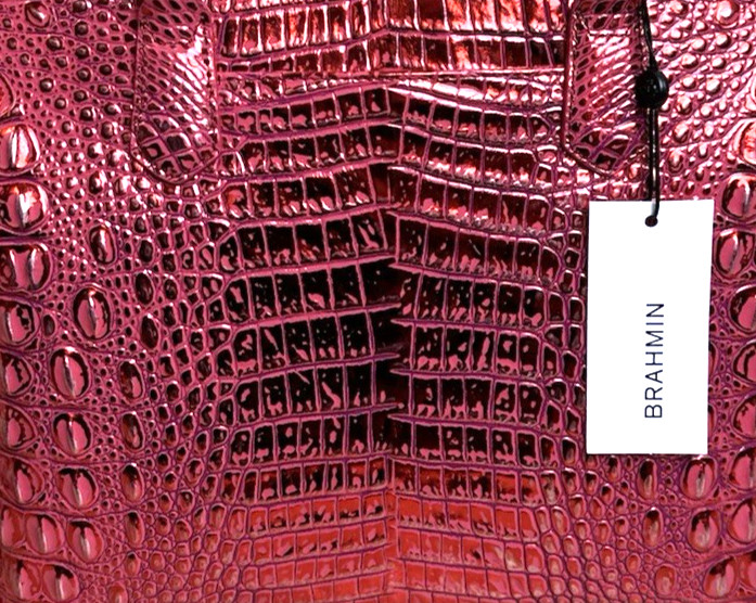 NWT BRAHMIN RED DRAGON METALLIC MEDIUM DUXBURY LEATHER DOME SATCHEL HANDBAG