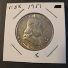 1951-S Franklin Silver Half Dollar In About Uncirculated Condition