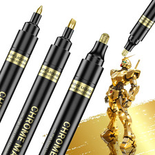 Marcadores cromados espejo líquido dorado de 3 piezas, bolígrafos de pintura metálicos reflectantes