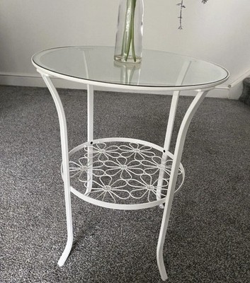 IKEA KLINGSBRO Beistelltisch Pflanzenständer in weiß Klarglasplatte, 49x62 cm Neu in OVP