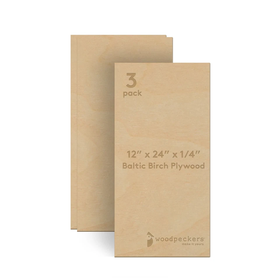 Baltic Birch Plywood, 6 mm 1/4 x 12 x 24 Inch, B/BB Grade Sheets| Woodpeckers