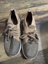 Torrid-branded sneakers nude/blush fabric upper, gold glitter toe cap Size 11W