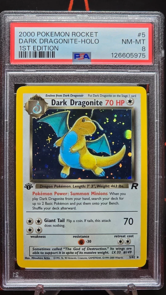PSA 8 1st Edition Dark Dragonite Holo Pokemon Team Rocket - Image 2 of 3