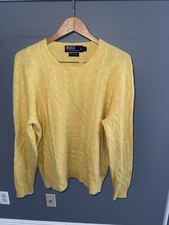 Polo Ralph Lauren 100 Cashmere Crewneck Sweater Size Large Mens Yellow