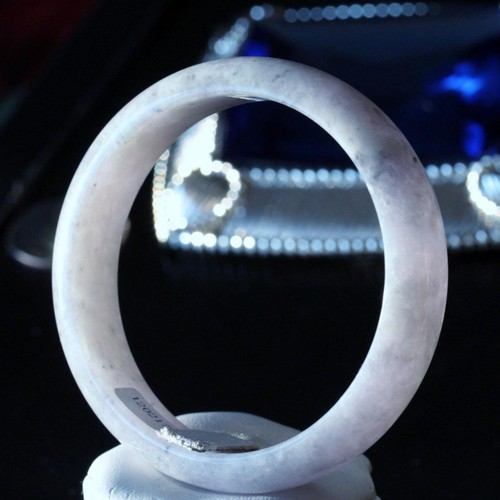 Certified 100% natural Grade A jadeite jade 56mm grayish black bangle bracelet - Picture 12 of 12