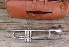 CG Conn 22b Trompette Symphonie sac de concert cuir argenté Réunion Blues 224326 vintage