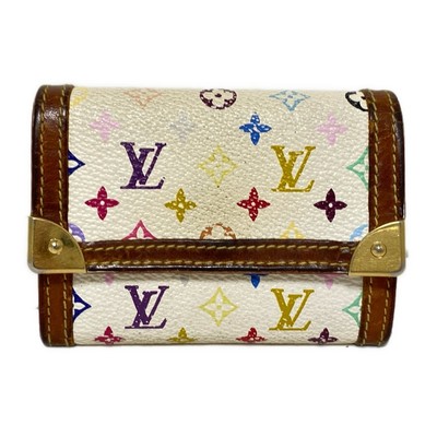 Auth LOUIS VUITTON Porte Monnaie Plat M92657 Blanc Monogram Multicolore - MI0034