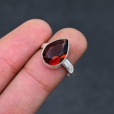 Red Garnet Gemstone 925 Sterling Silver Ring Handmade Jewelry Ring For Gift