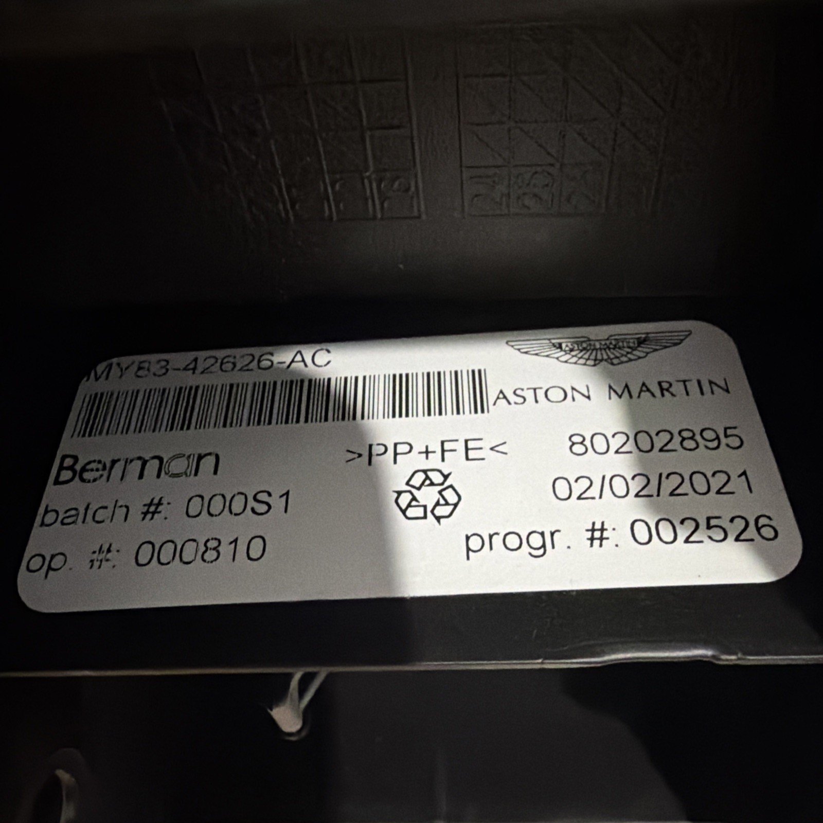 2020-2024 ASTON MARTIN DBX REAR TRUNK LID LOCK COVER TRIM OEM 